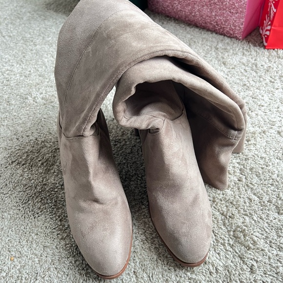 Qupid Taupe Over the Knee Boots - Picture 5 of 6